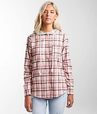 Hooded Flannel Plaid Shirt