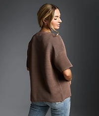 Pleated Cardigan Sweater