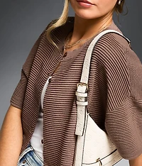 Pleated Cardigan Sweater