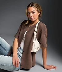 Pleated Cardigan Sweater