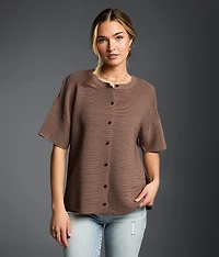 Pleated Cardigan Sweater