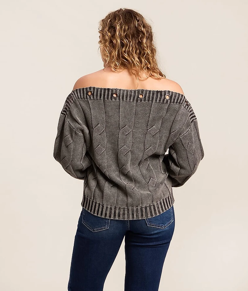 Off The Shoulder Grommet Sweater