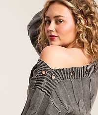 Off The Shoulder Grommet Sweater