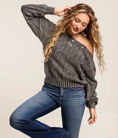 Off The Shoulder Grommet Sweater
