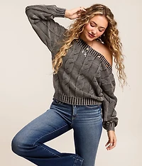 Off The Shoulder Grommet Sweater