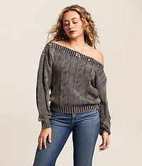 Off The Shoulder Grommet Sweater