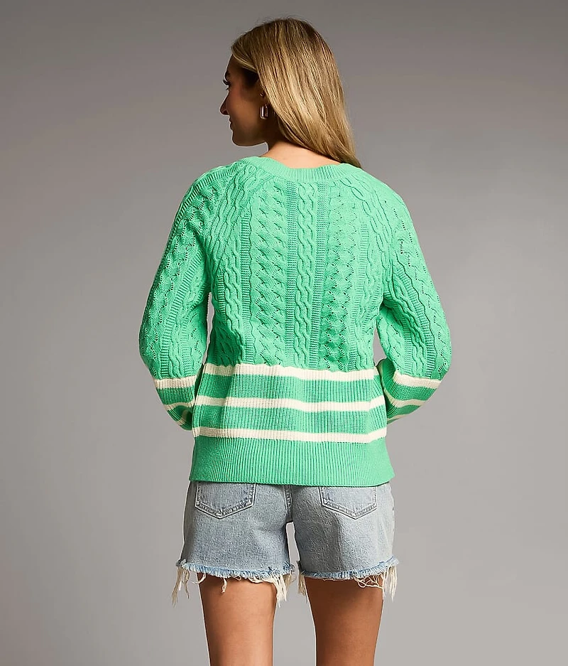 Cable Striped Sweater