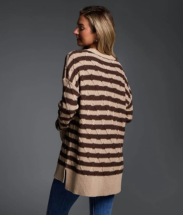 Refined Edit - Striped Cable Knit Sweater