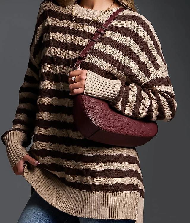 Refined Edit - Striped Cable Knit Sweater