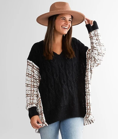 Metallic Cable Knit Sweater