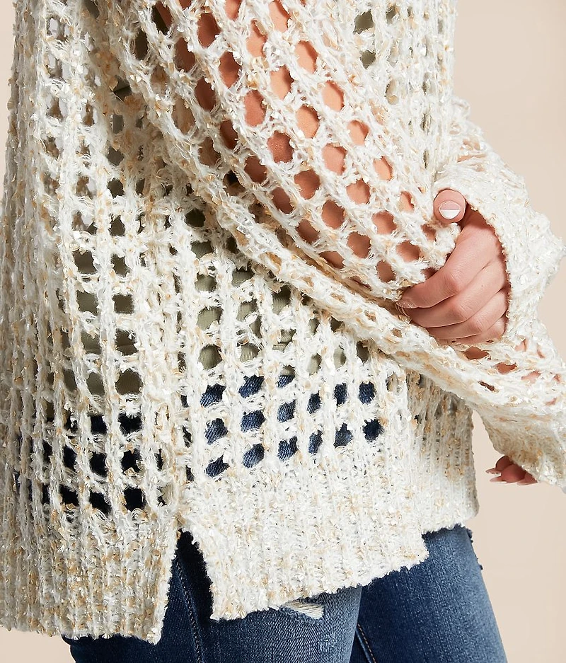 Eyelash Pointelle Sweater