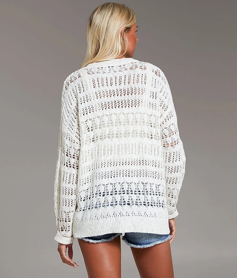 Pointelle Henley Sweater