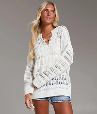 Pointelle Henley Sweater