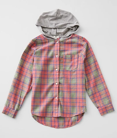 Girls - Hooded Flannel Shirt