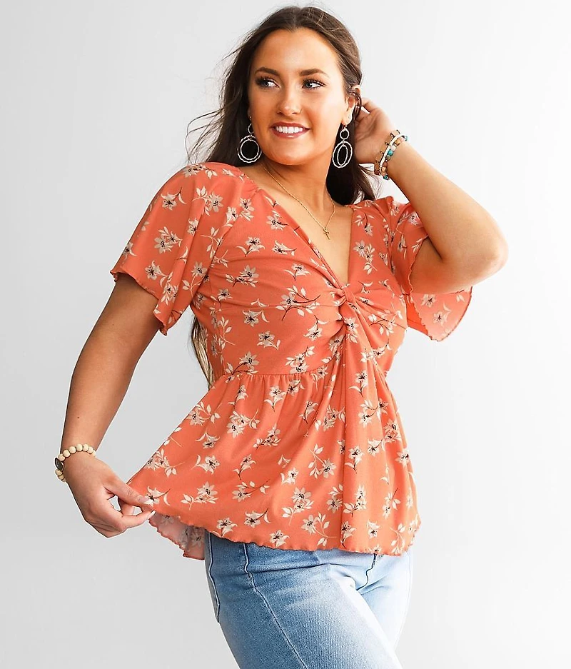Front Twist Peplum Top
