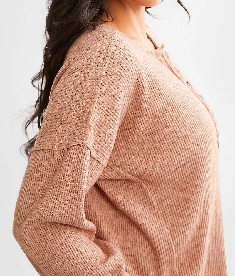 Ribbed Knit Henley