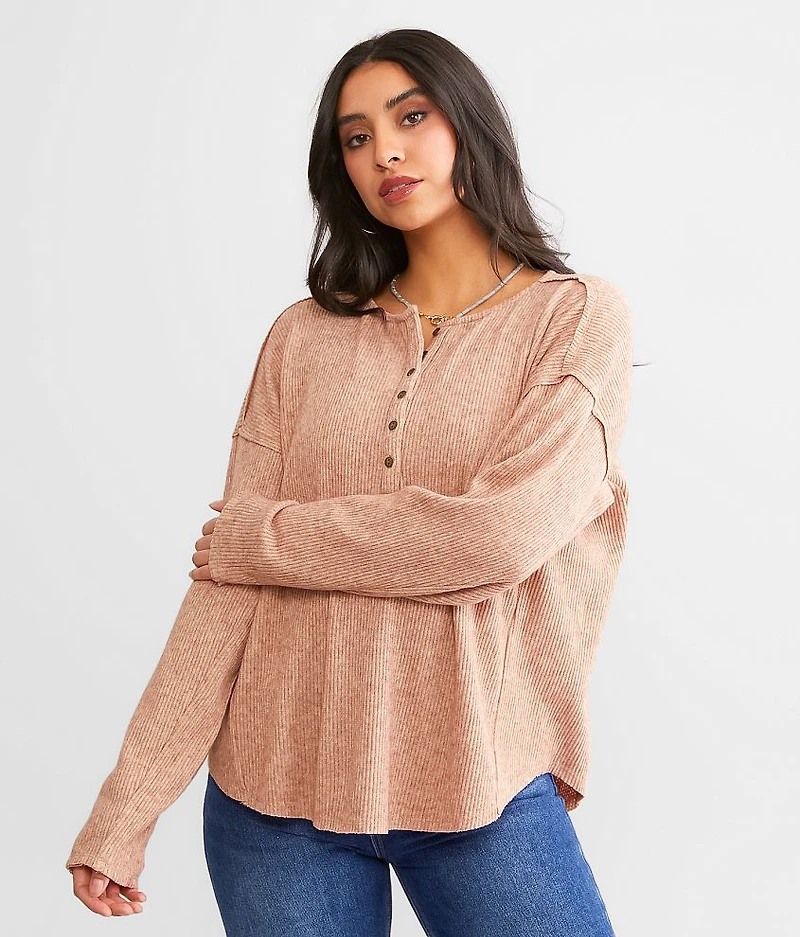Ribbed Knit Henley