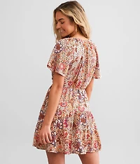 Floral Twisted Front Mini Dress