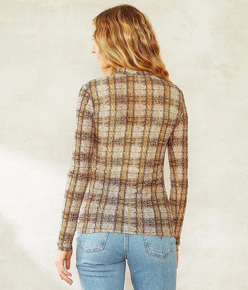 Mock Neck Mesh Top