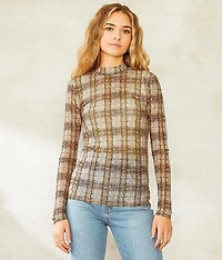 Mock Neck Mesh Top
