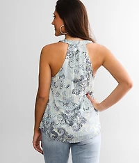 Metallic Surplice Tank Top