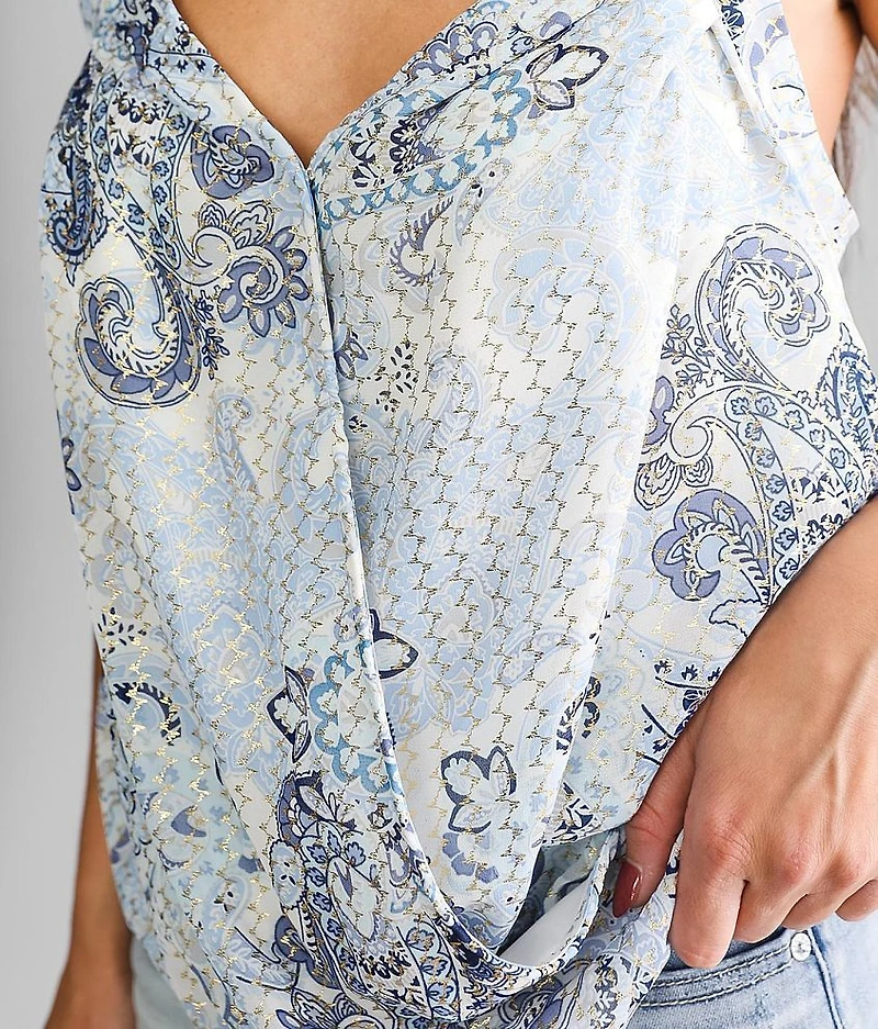 Metallic Surplice Tank Top