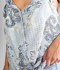 Metallic Surplice Tank Top