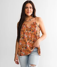 Floral Print Chiffon Tank Top