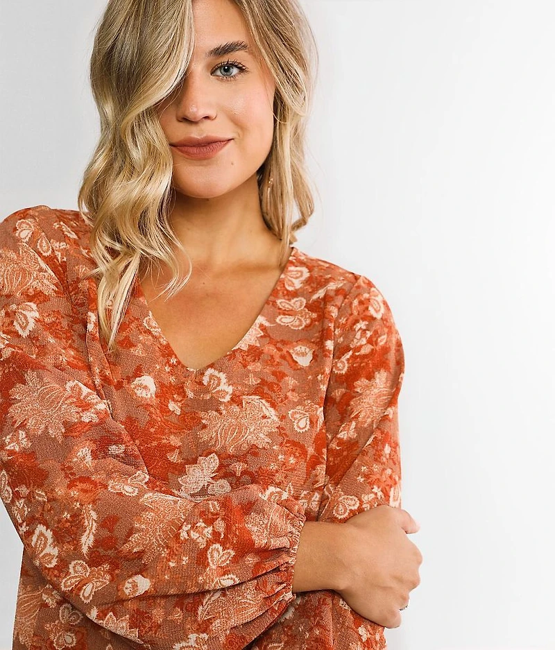 Textured Floral Top