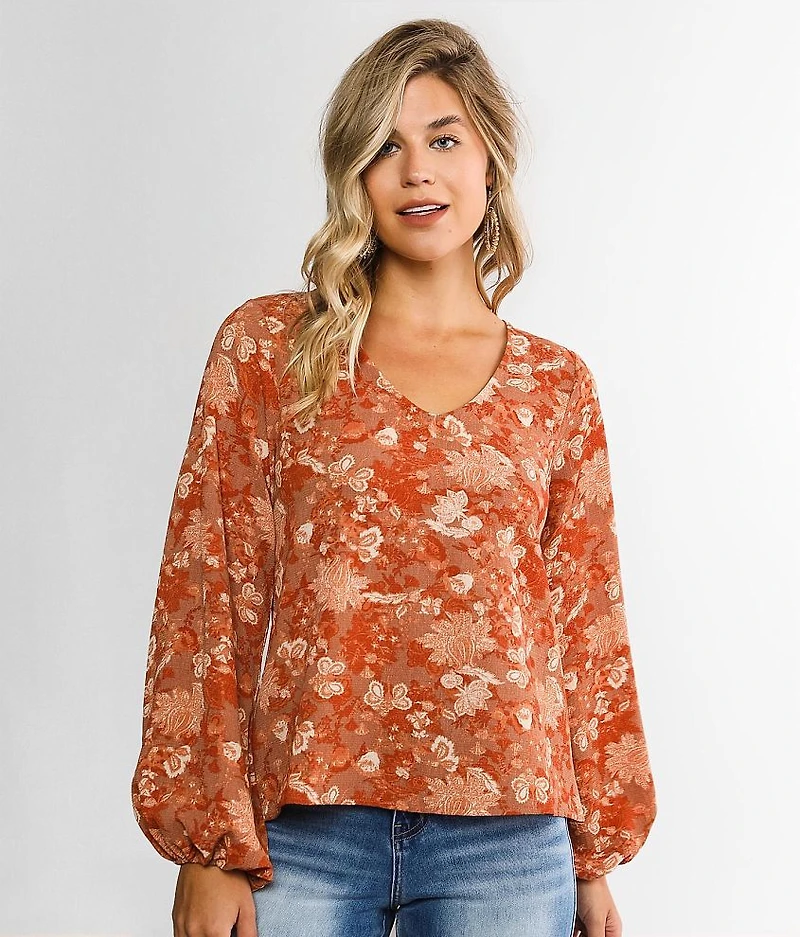 Textured Floral Top