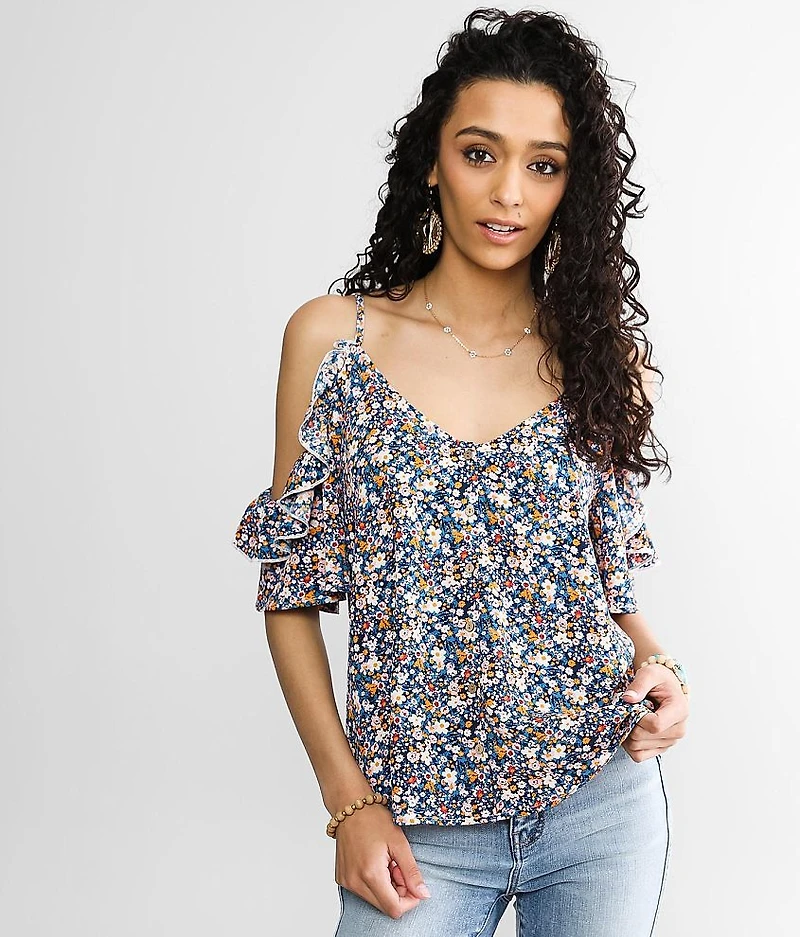 Floral Cold Shoulder Top