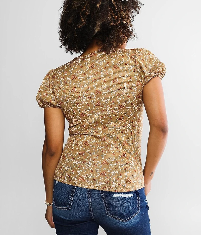 Lace-up Puff Sleeve Top
