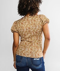 Lace-up Puff Sleeve Top
