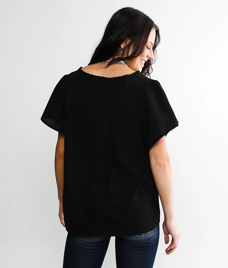 Crinkle Gauze Front Tie Top