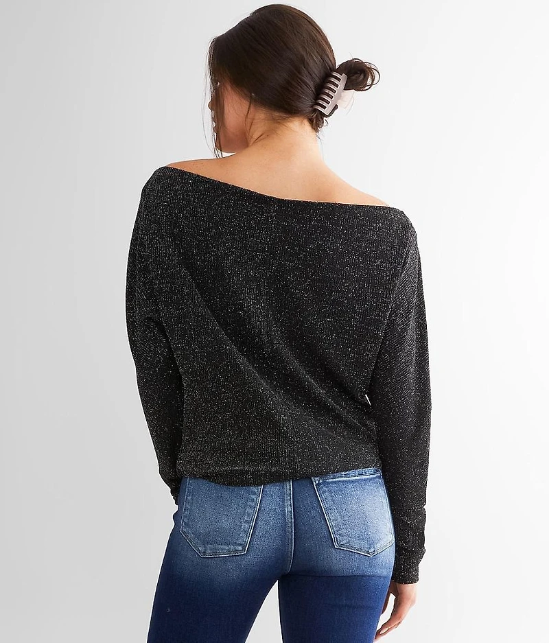 Metallic Wide Neck Top
