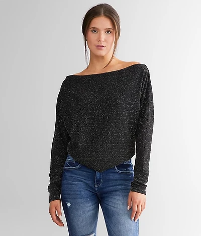 Metallic Wide Neck Top
