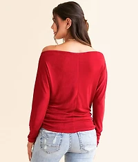Boat Neck Sheen Top
