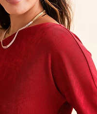Boat Neck Sheen Top
