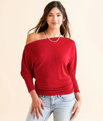 Boat Neck Sheen Top