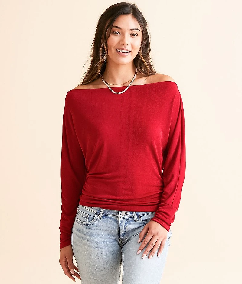 Boat Neck Sheen Top