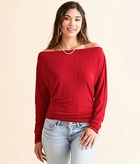 Boat Neck Sheen Top