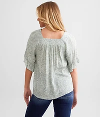 Floral Square Neck Top