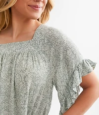 Floral Square Neck Top