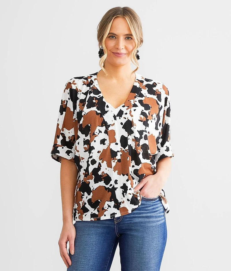 Cow Print Dolman Top