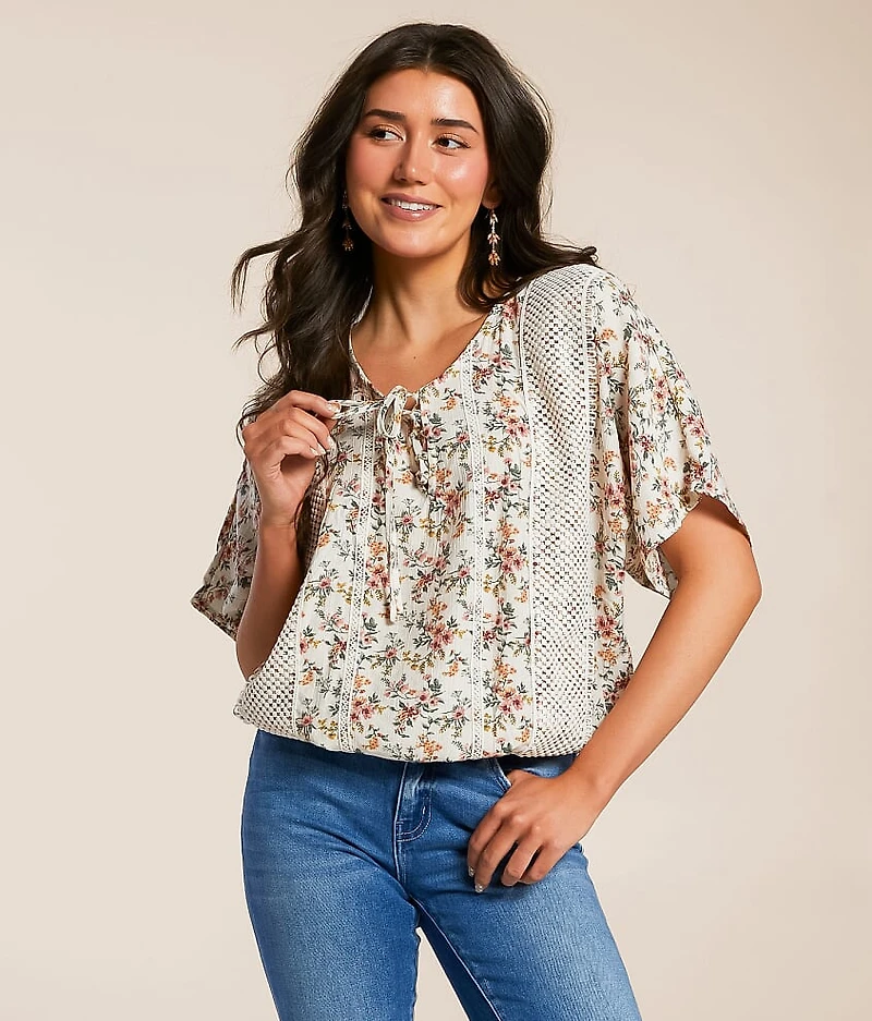 Floral Crinkle Top