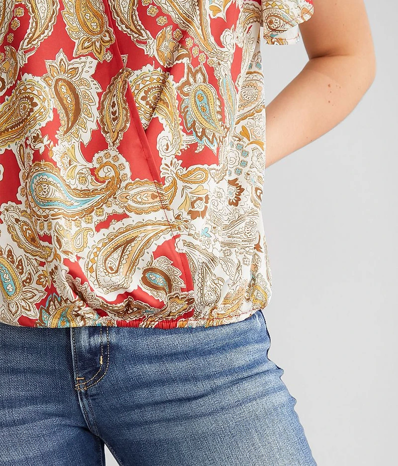Satin Surplice Top