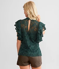 Floral Lace Flutter Top