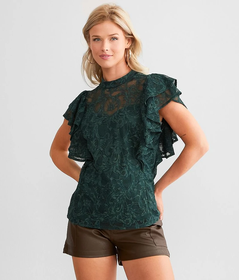 Floral Lace Flutter Top