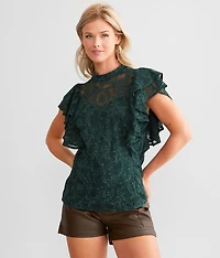 Floral Lace Flutter Top