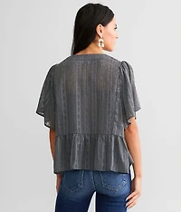 Metallic Chiffon Top